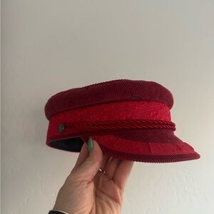 DRESSED IN LALA Red Corduroy Baker Boy Hat